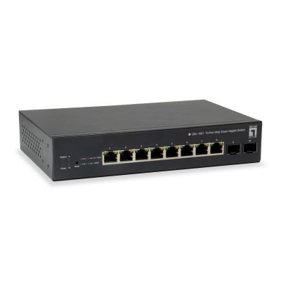7. LevelOne GEP-1051 Switch - Intelligent - 8 x 10/100/1000 (PoE+) + 2 x Gigabit SFP - Desktop, Rackmontage - PoE+ (70W)