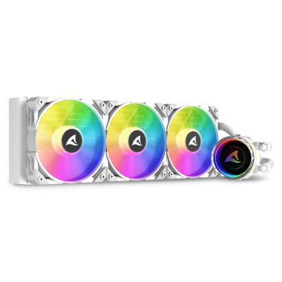 7. Sharkoon S90 All-in-One-Flüssigkeitskühler für Prozessoren, 12 cm, Weiß, 1 Stück
