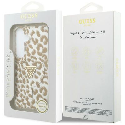 8. Guess IML Leopard Print Dreieckige MagSafe Hülle für Samsung Galaxy S26 - Braun