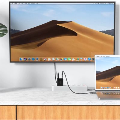 4. Acefast 2in1 Ladegerät GaN 65W USB Type C / USB, Adapter HDMI Adapter 4K 60Hz (Set mit Kabel) schwarz (A17 schwarz)