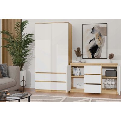 9. 2-türige Kommode mit 3 Schubladen, Artisan/Weiß, Set