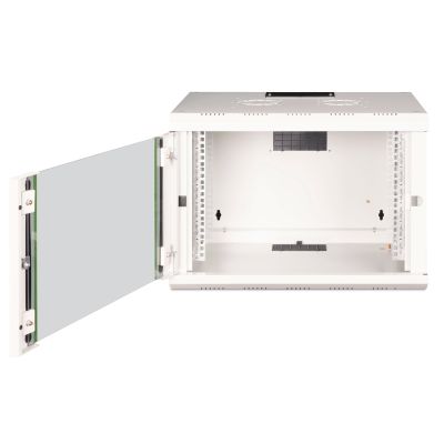 3. Digitus Unique 19" 7U Wand-Netzwerkschrank, 600 x 450 mm, Glastür, grau, ungeteilt, montiert, 100 kg