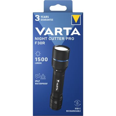 4. Varta Night Cutter Pro F30R Schwarze LED-Handtaschenlampe