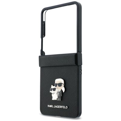 5. Karl Lagerfeld Karl&Choupette Saffiano Pins Hülle für Samsung Galaxy Z Flip 8 - Schwarz