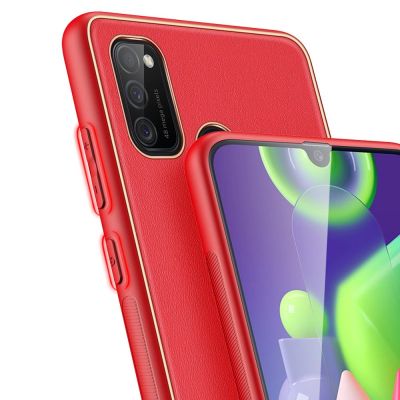 7. Dux Ducis Yolo elegantes Cover aus ökologischem Leder für Samsung Galaxy M30s rot