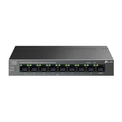 TP-Link LiteWave LS109P Netzwerkkarte, unmanaged Fast Ethernet (10/100) mit PoE-Unterstützung, Schwarz