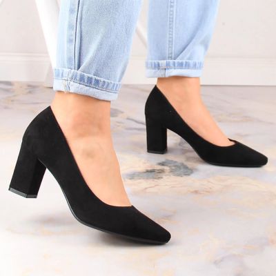 17. Sergio Leone W SK403A schwarze Wildlederpumps mit Blockabsatz