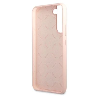 7. Guess GUHCS22MLSLMGPP S22+ S906 pink/pink Hardcase Silikon-Schriftzug Metall-Logo