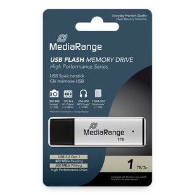 3. MediaRange MR1905-1 USB-Stick 1 TB USB Typ-A 3.2 Gen 1 (3.1 Gen 1) Schwarz, Silber