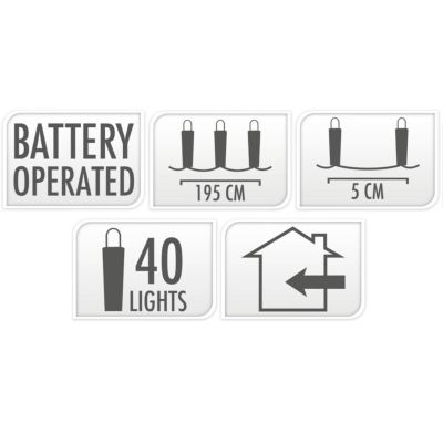 3. Batteriebetriebene Lichterkette mit 40 LEDs, superwarmweiß