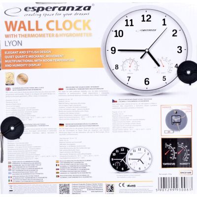 3. Esperanza LYON EHC016K Wanduhr (schwarz)