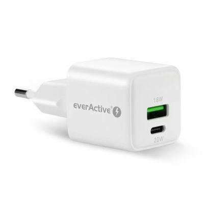 3. EVERACTIVE GAN Wandladegerät 1 x USB, 1 x USB-C Schnellladefunktion 3.0 20W Weiß SC-330Q