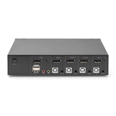6. KVM-Switch, 4 Ports, 4K 60Hz, 4x DP IN, 1x DP OUT, 2x USB A, 2x Audio IN & OUT