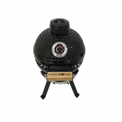 4. Kamado Bono Picnic Keramikgrill, 13 Zoll, Kamado-Grillwagen, Holzkohle (Brennstoff), Schwarz