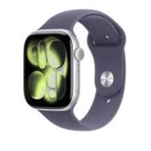 Apple Watch Series 11 GPS 42 mm Silbernes Aluminiumgehäuse mit Sportarmband in Lila Nebelgrau - S/M