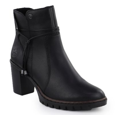 8. Schwarze Leder-Stiefeletten mit Blockabsatz Rieker Y2567-00