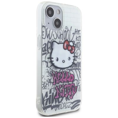 4. Hello Kitty IML Kitty On Bricks Graffiti Hülle für iPhone 15 – weiß