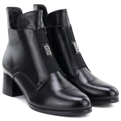 9. Gefütterte Damen-Ankle-Boots mit Blockabsatz, schwarz, Potocki SZ12868