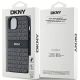 8. DKNY Leder-Monostreifen- und Metall-Logo-Hülle für iPhone 15/14/13 – Schwarz