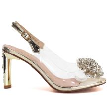 Transparente goldene Sandalen mit Absatz D&A MR62-9077
