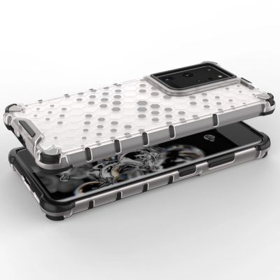 3. Gepanzerte Hülle mit Wabenstruktur und Gelrahmen für Samsung Galaxy S22 Ultra blau