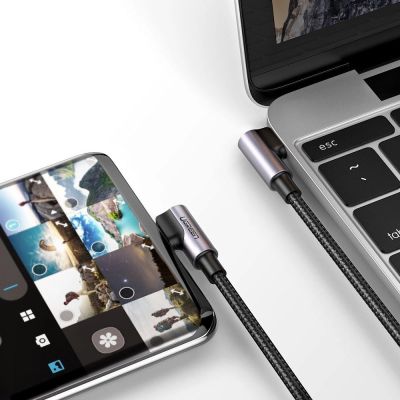 10. Ugreen US323 abgewinkeltes USB-C – USB-C PD QC SCP 3A 480 Mbit/s Kabel 1 m – Grau