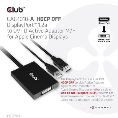 3. CLUB3D CAC-1010-A Kabeladapter 0,6 m DisplayPort DVI-D + USB Schwarz