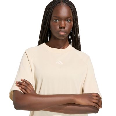 4. adidas Damen-T-Shirt mit kleinem Logo, cremefarben, KT0302