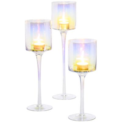GLAS-KERZENSTÄNDER MIT SPIEGELEFFEKT 25, 30, 35 CM