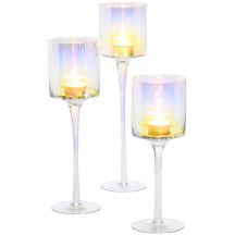 GLAS-KERZENSTÄNDER MIT SPIEGELEFFEKT 25, 30, 35 CM