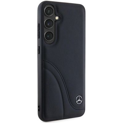 4. Mercedes Lederhülle mit gebogenen Nähten für Samsung Galaxy S24+ – Schwarz