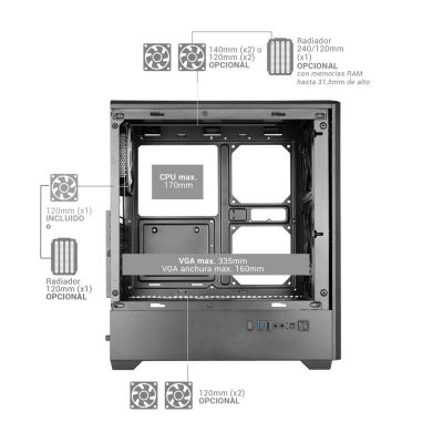 21. TACENS MARS MC-QUANTUM 3xFDB120+1xARGB120 USB-C ATX-Gehäuse