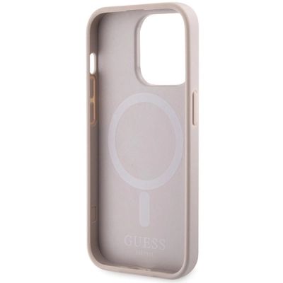7. Guess 4G Printed Stripes MagSafe-Hülle für iPhone 15 Pro – Rosa