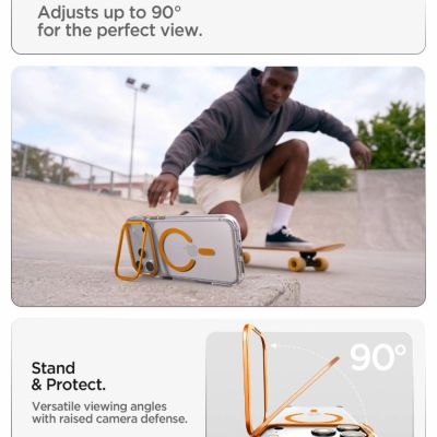 6. Spigen Ultra Hybrid Optik S MagSafe Hülle für iPhone 18 Pro / 17 Pro – Transparentes Orange