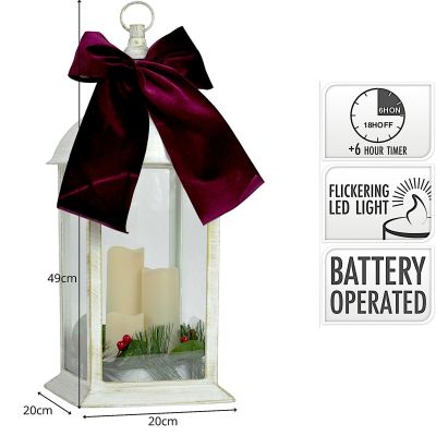 5. LED-ADVENTSLATERNE 49 CM WEISS 3 KERZEN