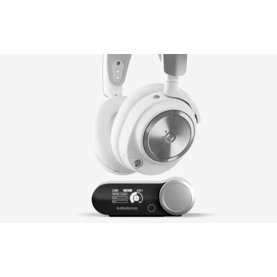 3. Steelseries Arctis Nova Pro Kabelloses Gaming-Headset mit Bluetooth-Kopfbügel, Silber, Weiß