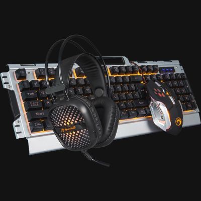 2. Marvo CM303 Tastatur mit USB-Gaming-Maus (Schwarz/Silber)