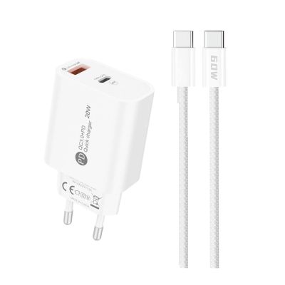 A6MaxL 20W USB-A USB-C Wandladegerät mit USB-C - USB-C 1m Kabel - weiß