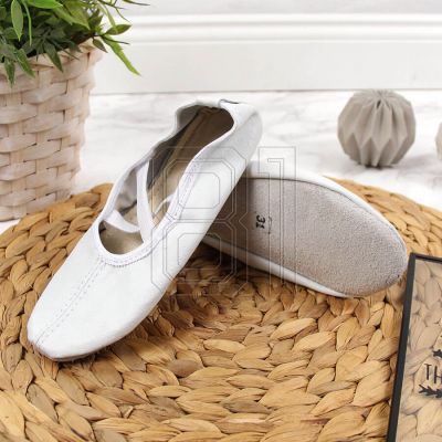 14. Jr Nazo Leder Tanzballettschuhe mit Gummibändern Weiß