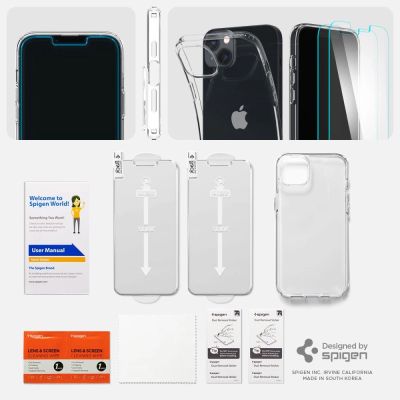 6. Set aus Spigen Crystal-Hülle und gehärtetem Glas für das iPhone 14 Plus – transparent