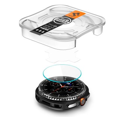 2. Spigen Glas.TR „Ez-Fit“ gehärtetes Glas für Samsung Galaxy Watch 8 46 mm – Transparent
