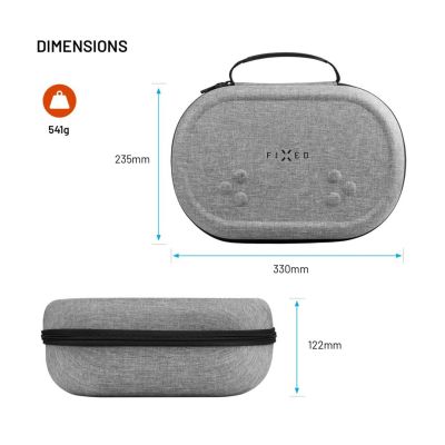4. FIXMQ-PC-GR Smart-Etui für persönliches Zubehör, grau, aus Ethylenvinylacetat (EVA)-Schaumstoff