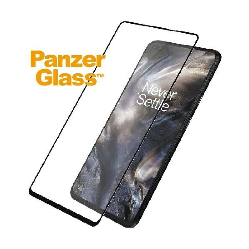 2. PanzerGlass E2E Super+ Panzerglas für OnePlus Nord – mit schwarzem Rahmen