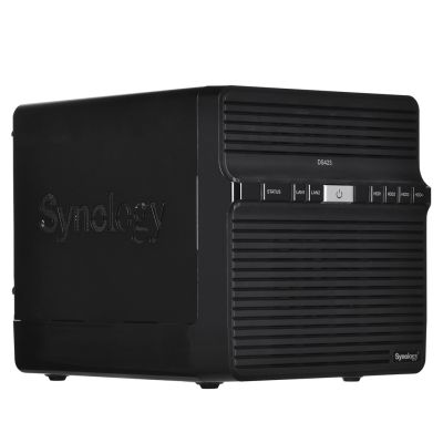 Synology DS423 NAS; Tower; 4x (3,5" SATA-Festplatten); Realtek RTD1619B; 2 GB DDR4, 2x 1GbE RJ-45