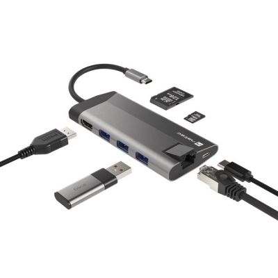 5. NATEC MULTIPORT-ADAPTER FOWLER PLUS USB-C->USB 3.0 3X, HDMI 4K, USB-C PD, RJ45, MICRO SD NMP-1690
