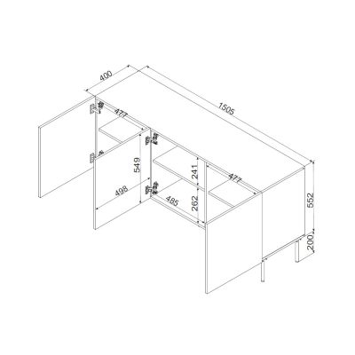 4. 3D PALAZZO BIS Kommode 151x40x75 weiß matt