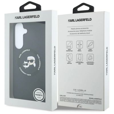 8. Karl Lagerfeld Silikonhülle mit Karl&Choupette-Motiv und MagSafe-Design für Samsung Galaxy S26 FE – Schwarz