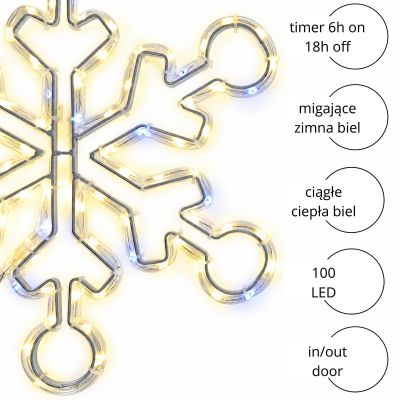 4. DEKORATIVER HÄNGE-SCHNEEFLOCKE 32,5 CM 100LED TRIMER WARMWEISS