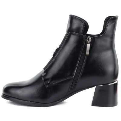 8. Gefütterte Damen-Ankle-Boots mit Blockabsatz, schwarz, Potocki SZ12868