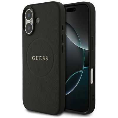 Guess Grained Ring MagSafe Hülle für iPhone 17 - Schwarz